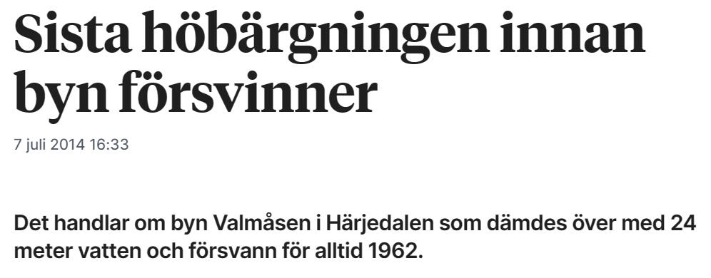 Sista höbärgningen innan byn försvinner, TH 7 juli 2014